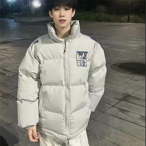 美式复古刺绣字母立领棉服2025秋冬新款潮牌运动宽松保暖情侣外套图片