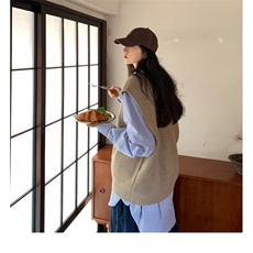 日系复古菠萝纹针织背心男女ins秋季宽松潮流情侣无袖马甲毛线衣，男装背心/马甲，星座506A