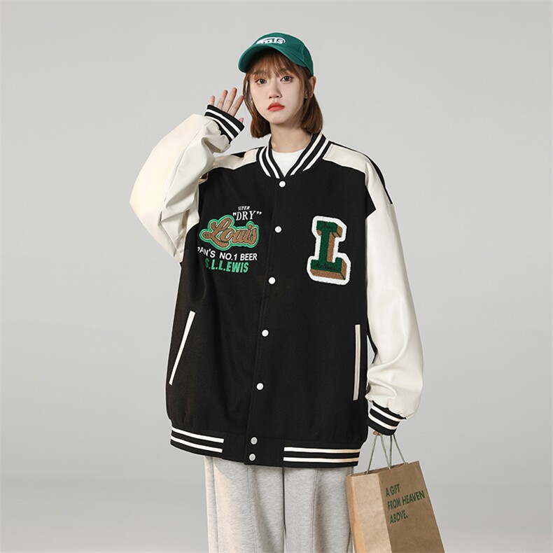 港风上衣夹克宽松落肩拼色棒球服外套JK710-P65,男装夹克,星座1204-3