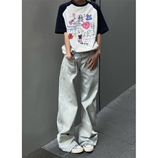 【有货】A700CC-特P43不对称做旧反穿牛仔裤男女设计感裤子，男装牛仔裤，星座1007（原301D）