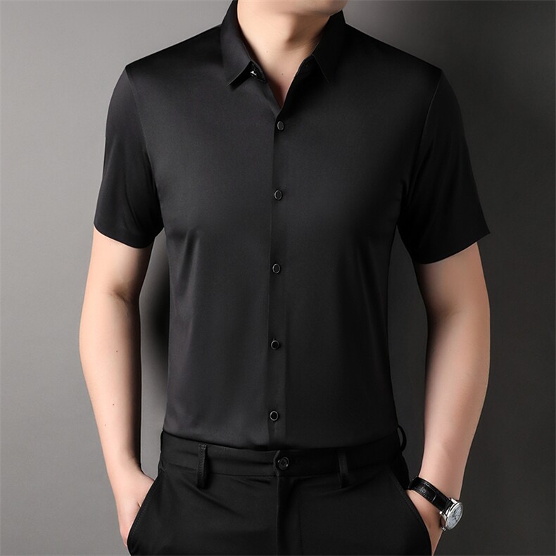 LM6396男士2023年夏季新款百搭衬衫男短袖商务休闲衬衣男P45图片