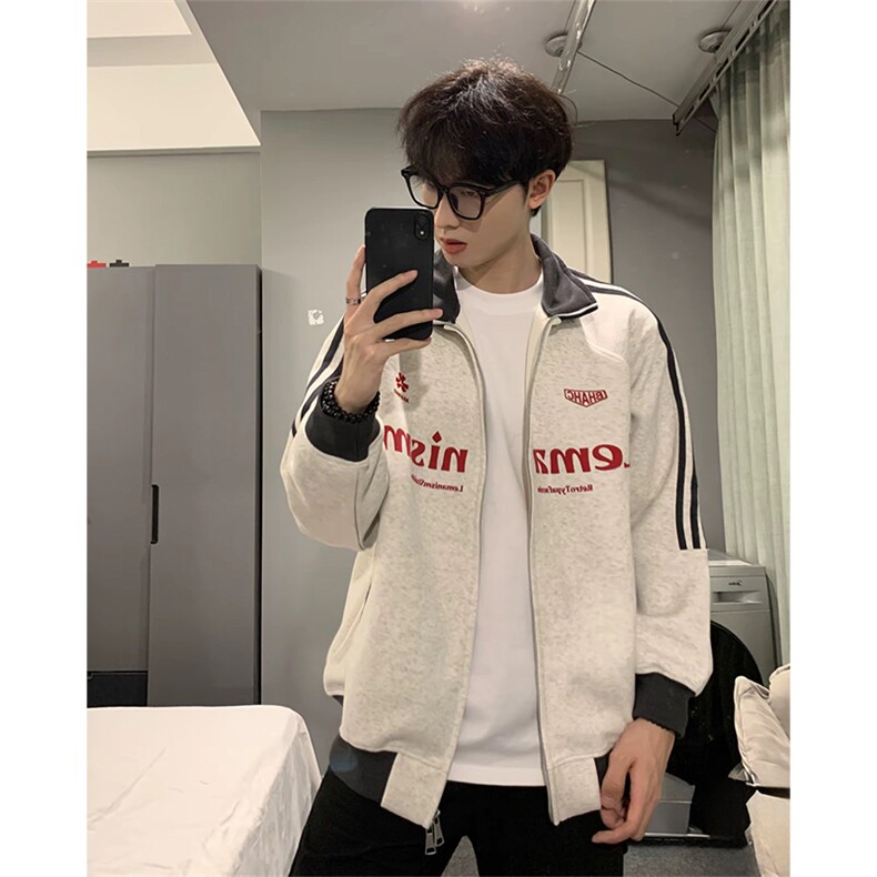 抖音得物美式高街重磅结构设计拼接织带立领印花卫衣外套ACM4202，女装短外套，电商A443