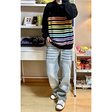 B221美式ins高街暗黑重工艺宽松直筒牛仔裤LK23125-P65控88，男装牛仔裤，电商B221