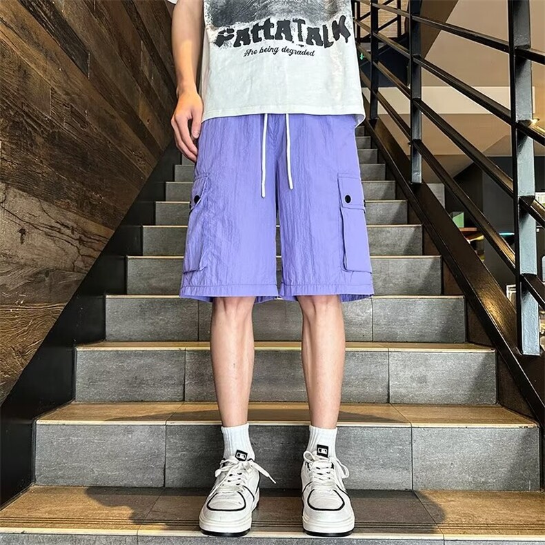 夏季清爽透气尼龙皱带抽绳大口袋潮酷短裤DK301 p35图片