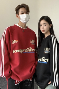 秋装港风 潮美式拼接织带印花情侣卫衣运动外套男女 G1063 P48图片