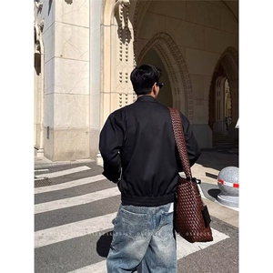 美式复古夹克男潮牌宽松棒球服翻领外套513AJK2399P69图片