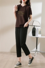 休闲运动套装夏季女2024宽松新款短袖连帽七分裤休闲薄两件套，女装套装/套裙，涵誉