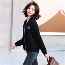 太空棉棒球服外套女春秋2022新款韩版宽松夹克开衫洋气减龄短外套,女装短外套,美沁