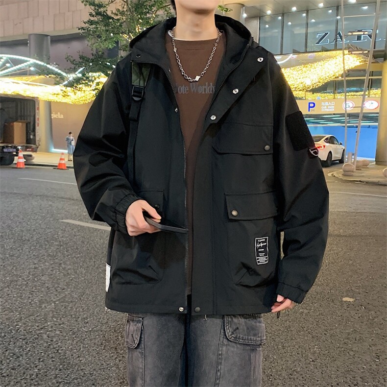 新款现货连帽冲锋衣宽松大码夹克男DSA157B-J181-P60,男装夹克,电商A157B