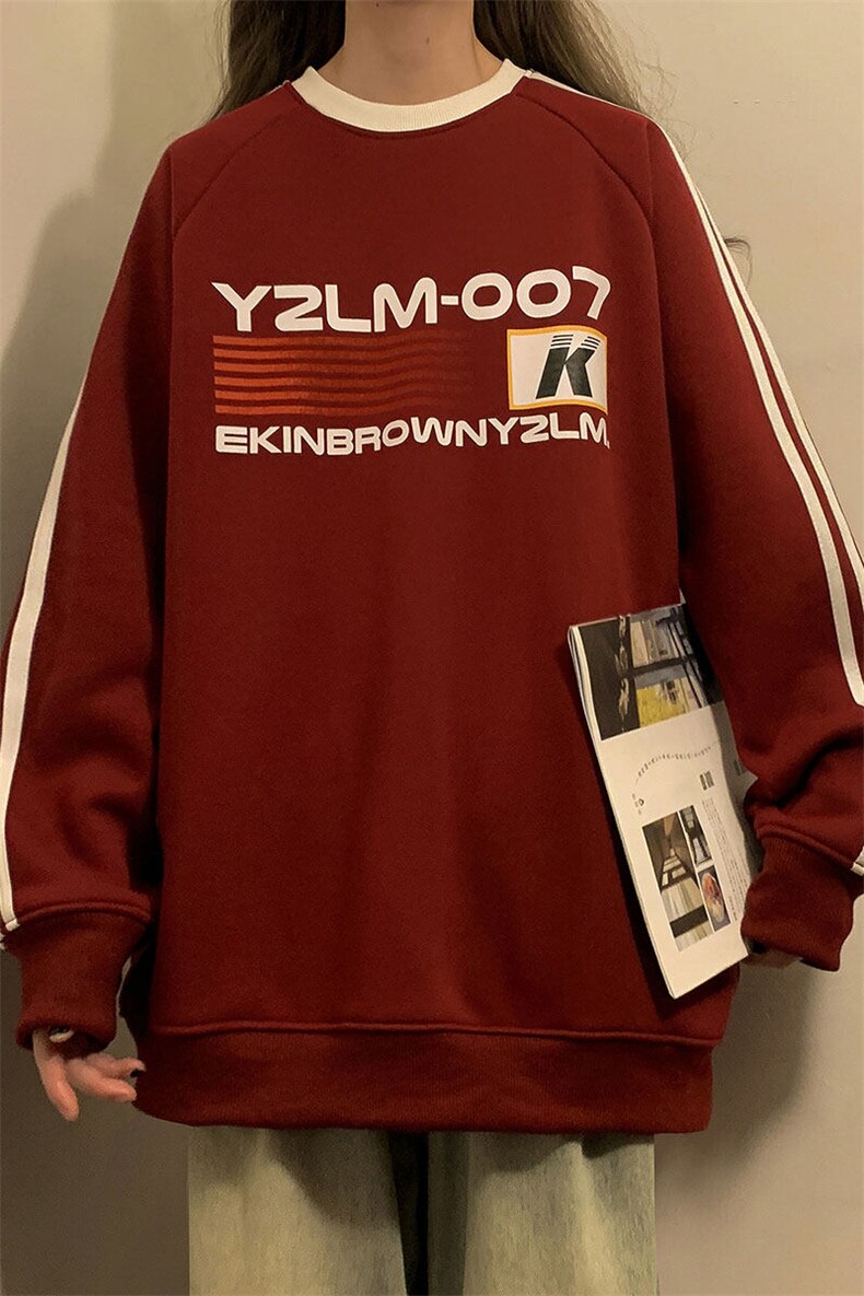 1中性风印花字母图案袖子三杠织带大码M-5XL卫衣男WY77762P48控68,男装卫衣,星座226-2