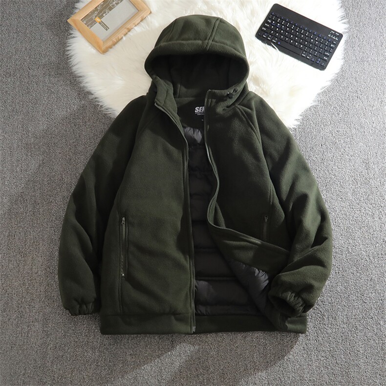 大码加厚摇粒绒羽绒服卫衣90白鸭绒宽松男女连帽外套夹克Y58P110,男装夹克,星座210