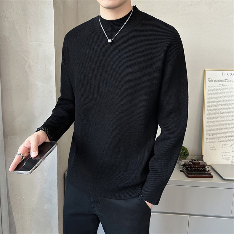 店主风秋季新款套头半高领毛衣针织衫男加厚打底衫B338-6231-P65,男装T恤,电商B338