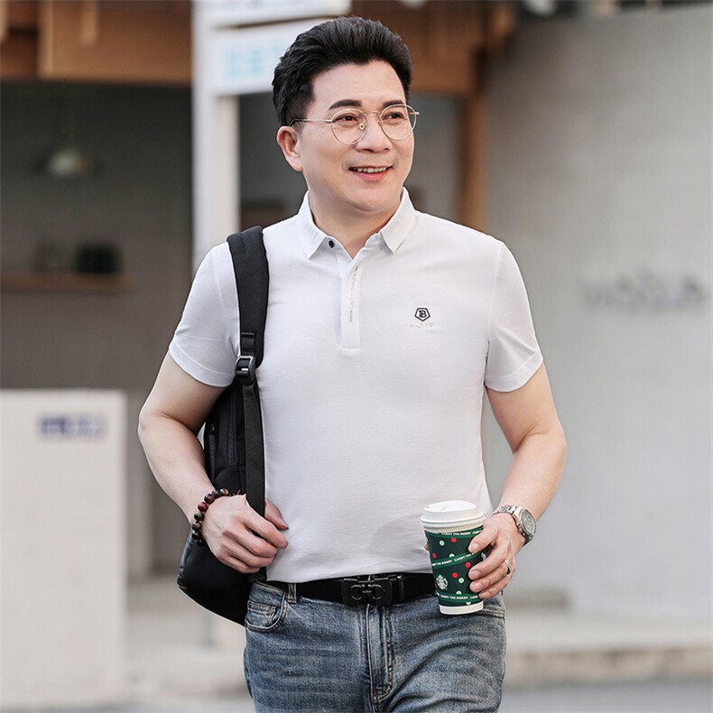 保罗男士短袖T恤翻领半袖薄款2023夏季新款中年商务休闲polo衫男,男装Polo衫,电商B212（原钱塘6029）