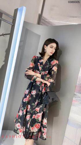 印花真丝裙，女装，迈时尚