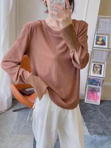 拼接衬衫袖S-M四色百搭打底，女装衬衫，尚映