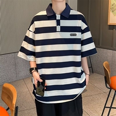 美式条纹Polo衫男夏季新款休闲百搭翻领T恤H303P32，男装Polo衫，星座1116-2