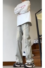 美式个性牛仔裤嘻哈ins潮高街潮流痞帅情侣长裤KZ20K7054--TP45，男装牛仔裤，电商A247C