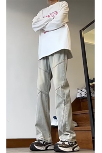 美式个性牛仔裤嘻哈ins潮高街潮流痞帅情侣长裤 KZ20K7054--TP45图片