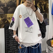 夏季短袖t恤男潮流港风版型t恤A210-A8311-P28控38，男装T恤，星座210-3