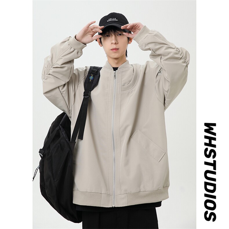 春季新款港风美式拉链设计感立领棒球服夹克XZ213-JK03-P68控98,男装夹克,星座213