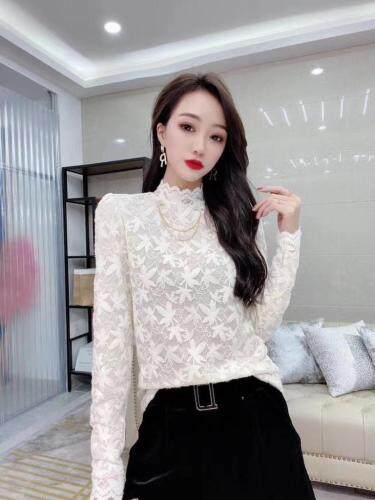 9513#金貂绒蕾丝加衬时尚打底小衫。4色4码,女装,红妞(1F)