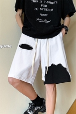 8XL-M特大码短裤男夏季新款大码vibe破洞拼接高街短裤DK1518P50，男装休闲裤，电商D206-1