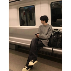 灰色破坏风毛衣男秋冬季潮牌痞帅慵懒cleanfit宽松内搭针织打底衫，男装针织衫/毛衣，星座1007（原301D）