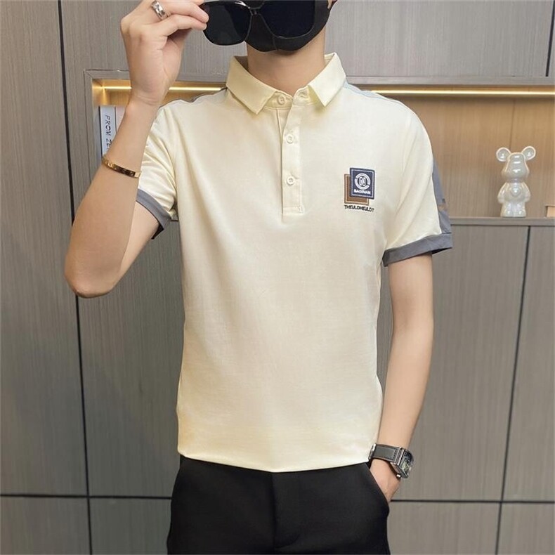 PL035-特P40夏季翻领短袖t恤男士青年翻领polo衫半袖有带领体恤，男装Polo衫，电商D310B