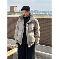 现货5W件冬季三防重磅硬挺boxy短款羽绒立领PU皮棉衣外套加厚棉服，男装棉衣，电商A486