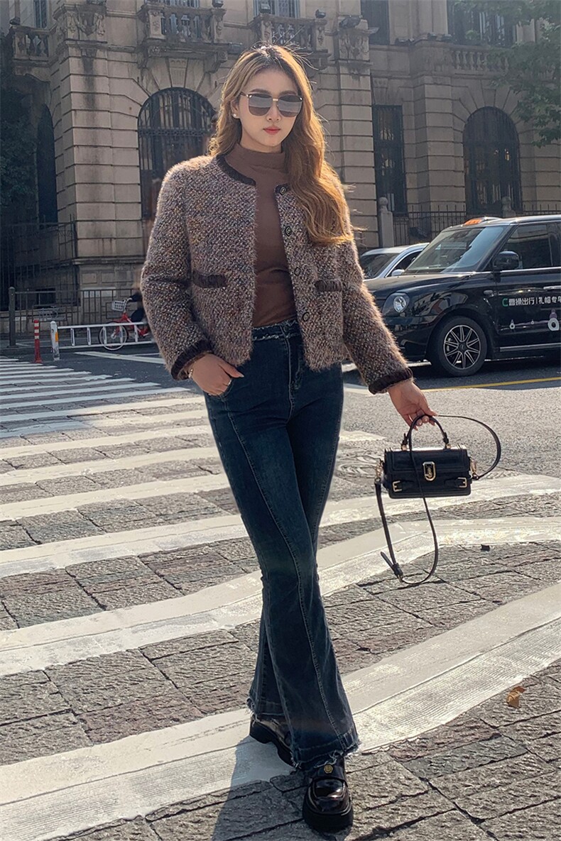 2025冬季新款单排扣时尚气质保暖短款羽绒服外套,女装羽绒服,天丝秀