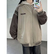 主推美式复古拼接罗纹pu棒球服情侣皮衣夹克外套男女G1094P108，男装夹克，电商A339