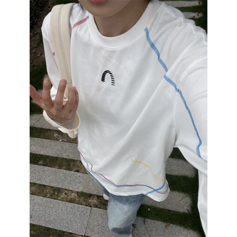 网图美式街头长袖t恤女早秋慵懒风薄款打底衫宽松休闲上衣特P33,男装T恤,电商C306-1