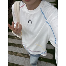 网图美式街头长袖t恤女早秋慵懒风薄款打底衫宽松休闲上衣特P33，男装T恤，电商C306-1