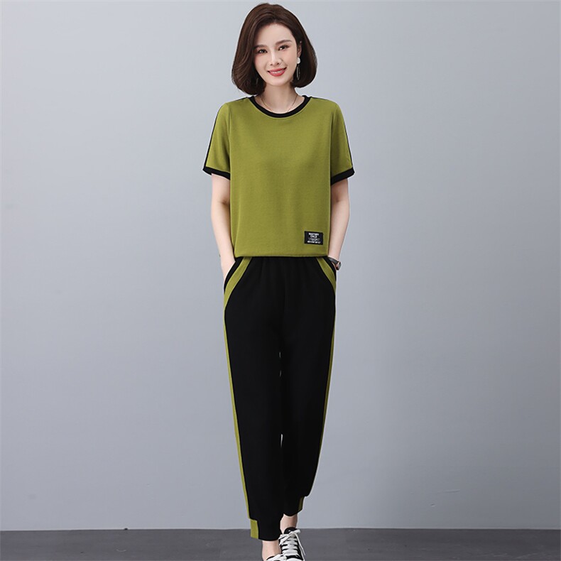 2025年新款夏季套头女休闲韩版宽松撞色套装,女装套装/套裙,独衣靓
