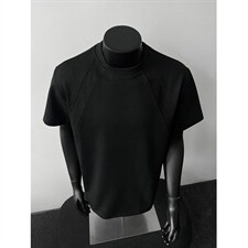 抖音得物高品质二开270G重磅美式高街曼巴棉螺纹拼接短袖T恤，男装T恤，电商A486