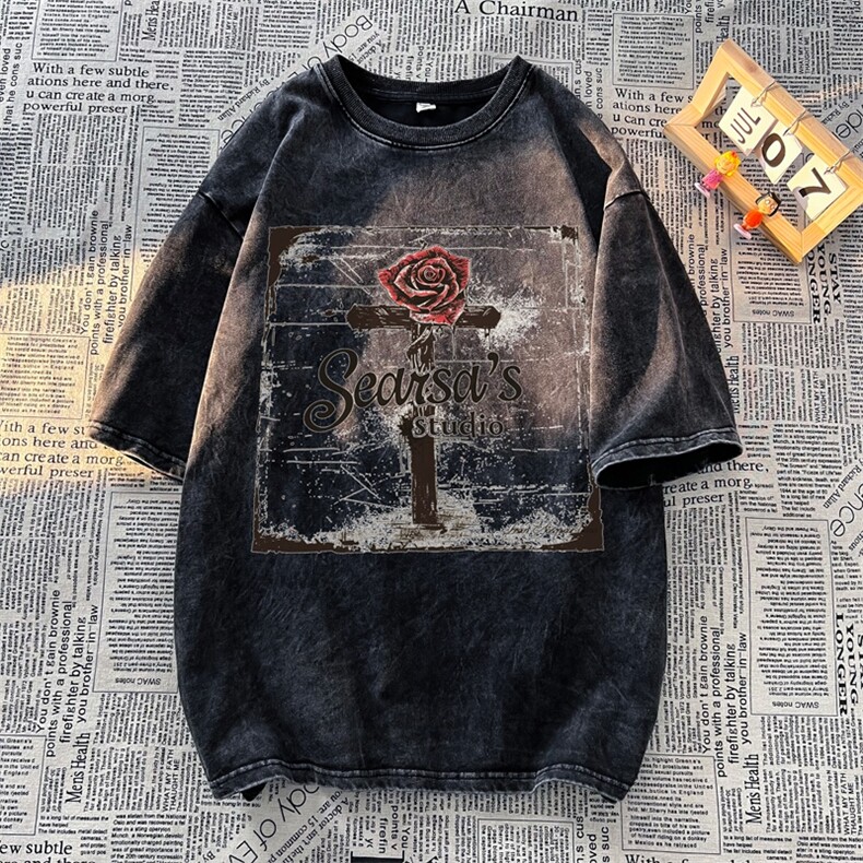 美式水洗做旧T恤休闲复古青少年男装XZ517A-3-ZJ012T-P38-58图片