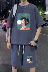 ！2025夏季新款男士华夫格短袖T恤套装一套HTZ78P50，男装T恤，电商B220