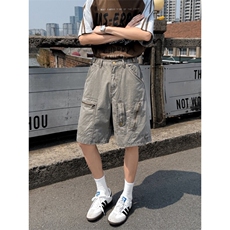 美式复古工装短裤男女夏季水洗做旧五分直筒休闲裤子D08116-P63，男装牛仔裤，星座308B-2