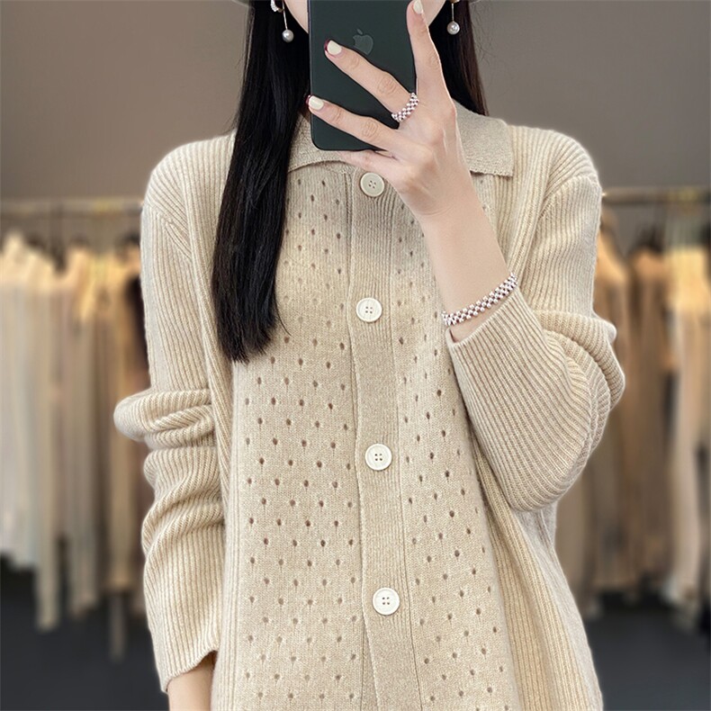 时尚百搭羊毛开衫秋季必备休闲针织衫显瘦修身设计,女装羊毛衫,绒迪羊绒