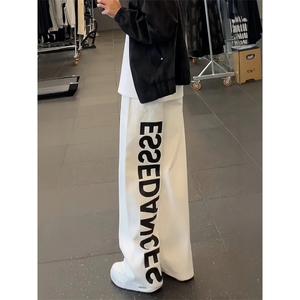 美式字母印花运动卫裤男女秋高街hiphop拖地长裤潮牌宽松休闲裤子图片