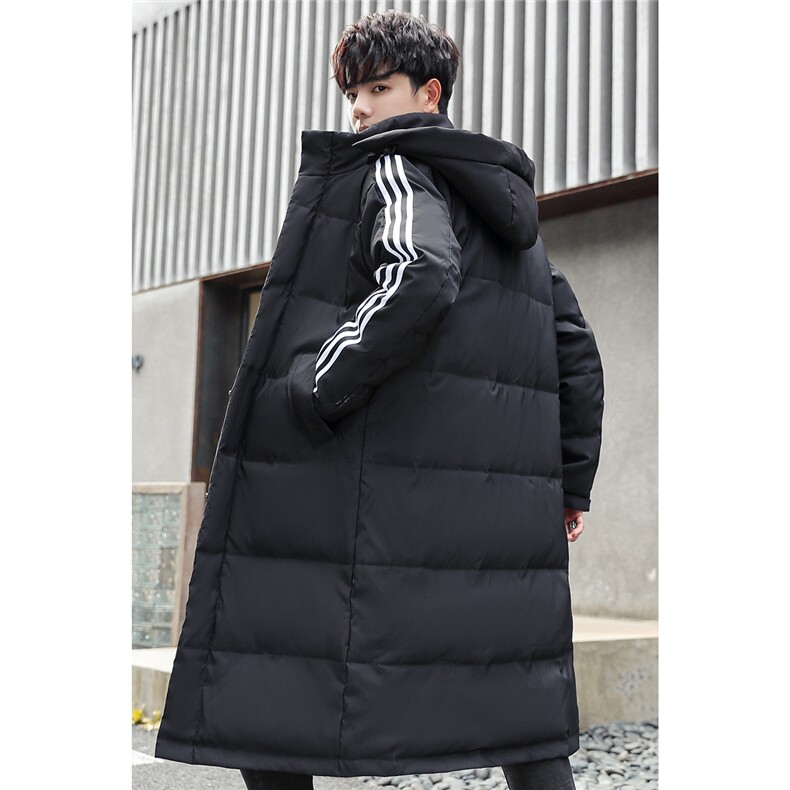 现货中长款连帽羽绒服男士新款加厚防风防寒三条杠外套男898-P120,男装羽绒服,星座1210A