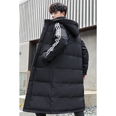 现货中长款连帽羽绒服男士新款加厚防风防寒三条杠外套男898-P120，男装羽绒服，星座1210A