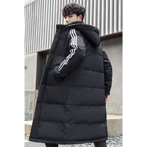 现货中长款连帽羽绒服男士新款加厚防风防寒三条杠外套男898-P120图片