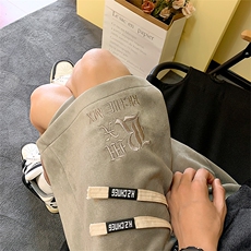 夏季新款港风男士麂皮绒刺绣大码休闲短裤DK9923-P45控68，男装牛仔裤，电商A021