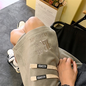 夏季新款港风男士麂皮绒刺绣大码休闲短裤DK9923-P45控68图片
