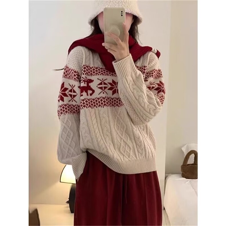 美式圆领毛衣男女加厚潮牌休闲扭麻花针织衫MY5825-P52,男装针织衫/毛衣,星座208-5