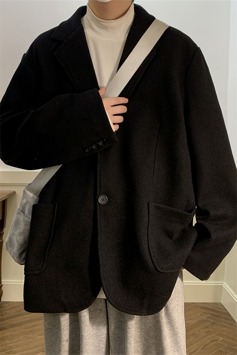 N6169/P95加棉P105冬季新开叉呢料毛呢西服男宽松外套上衣呢大衣,男装西服,电商A141