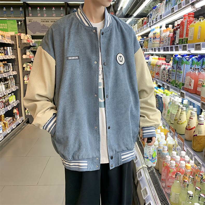 2025春装新款灯芯绒潮流百搭无领棒球服夹克外套D201-DM94-P70,男装夹克,电商D321-1
