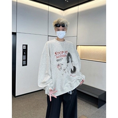 GC077-P40复古美式街头字母印花长袖卫衣男春季潮流宽松上衣潮牌，男装卫衣，电商C233
