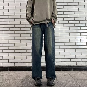 美式街头水洗做旧时尚牛仔裤男春秋直筒宽松欧美高街长裤N071-P46图片